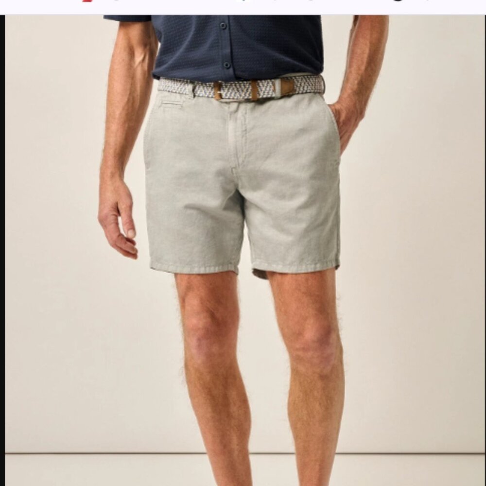 Johnnie-O Melrose Linen Cotten Blend Shorts Gray NWT Size 35